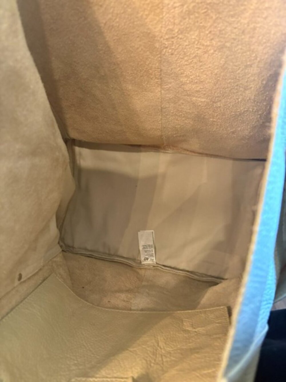 American Eagle Italian Leather Pebbled Tote Bag Beige Cream Made in Italy - Picture 6 of 6